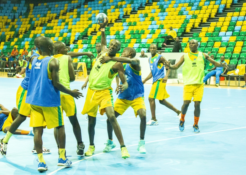 The national Handball team during a training session at BK Arena. Rwanda is keen to impress at the U-20 Africa Handball Championship. Photo: Courtesy.
