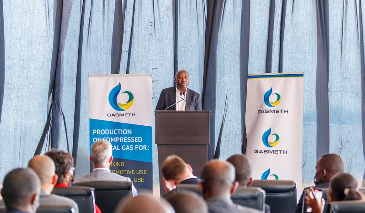 Prime Minister Edouard Ngirente delivers remarks at the  groundbreaking ceremony of the Compressed Natural Gas project:  Photos by Fulgence Kwizera