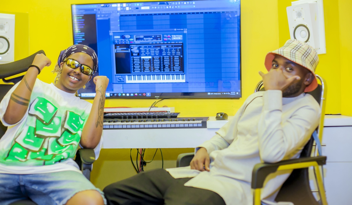 SKOL Pulse brand ambassador Ariel Wayz (L) and Producer Davydenko inside the mobile studio. / Courtesy