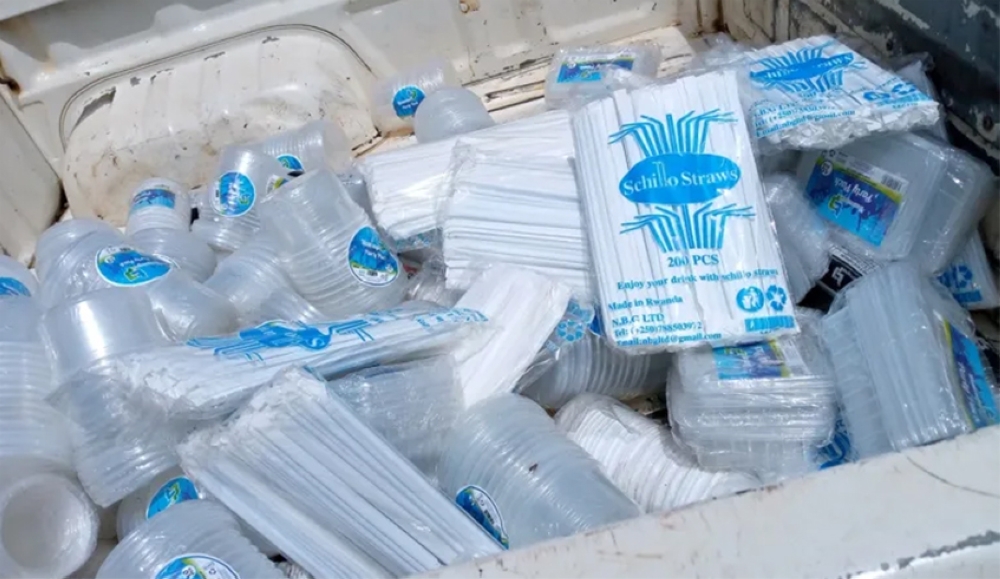 Some impounded single use plastics that were  collected from different shops in Rwanda last month.The Governments of Rwanda and Norway have launched the High Ambition Coalition to end plastic pollution. File.