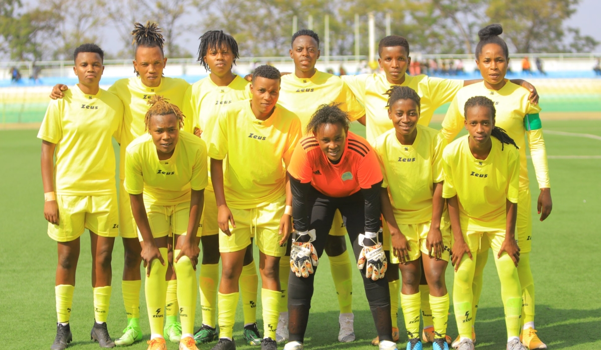 AS Kigali women football club pose for a group photo before a previous match. The City of Kigali sponsored side will face Simba Queens in the semi-finals of the CAF Women&#039;s Champions league qualifiers on Wednesday. Courtesy