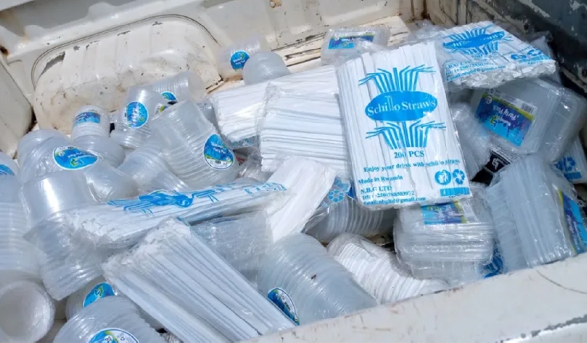 Some impounded single use plastics that were  collected from different shops in Rwanda last month.The Governments of Rwanda and Norway have launched the High Ambition Coalition to end plastic pollution. File.