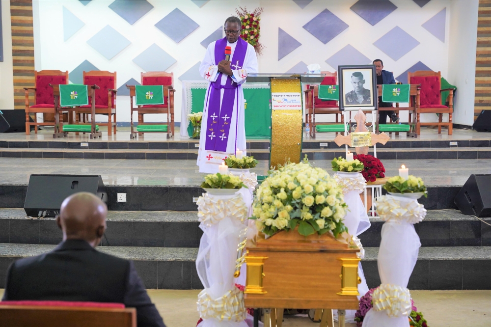 Reverand Antoine Rutayisire during the requiem mass at EAR Remera on August 24. All Photos by Craish Bahizi