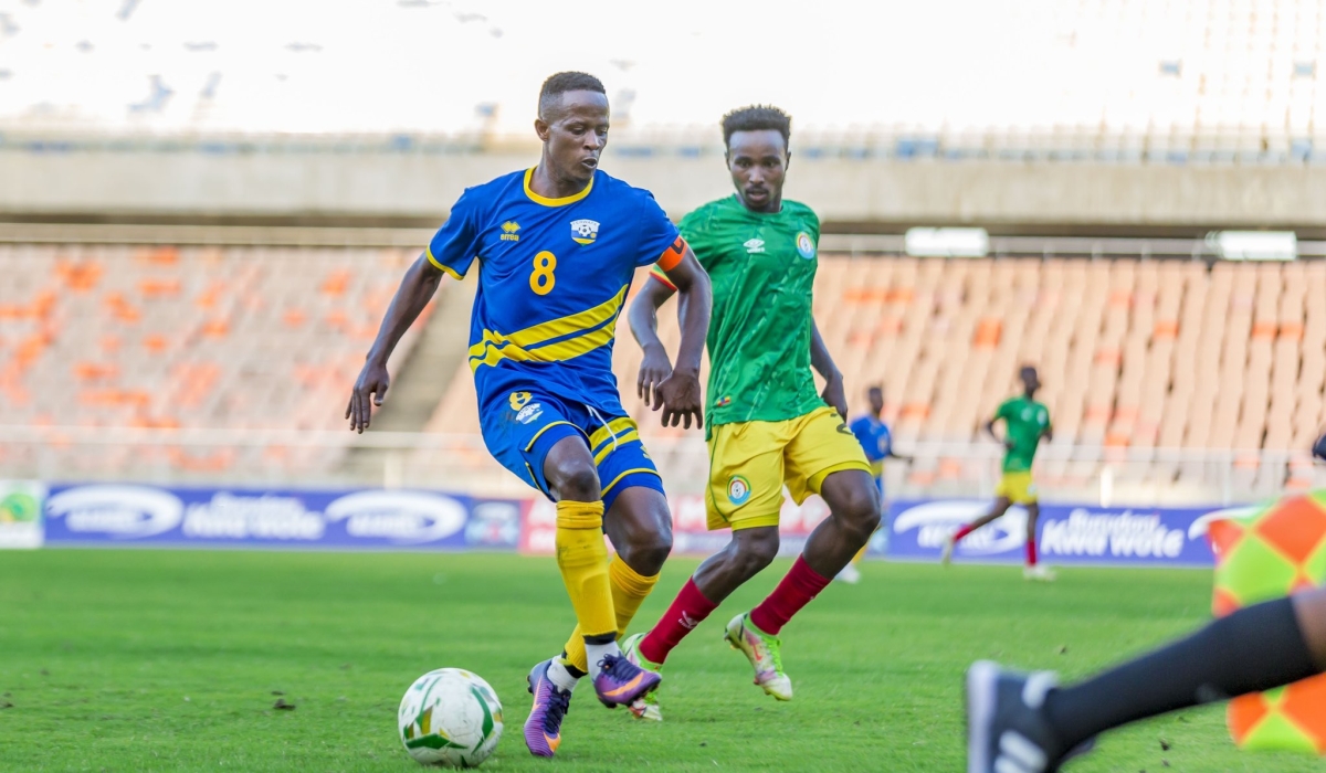 National Football team skipper Haruna Niyonzima with the ball during a goalless draw against Ethiopia in Tanzania on Friday, August 26. Courtesy