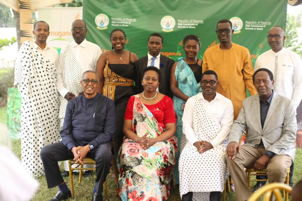 Members of the newly elected team with the team of the High Commission of Rwanda in Ghana. / Courtesy