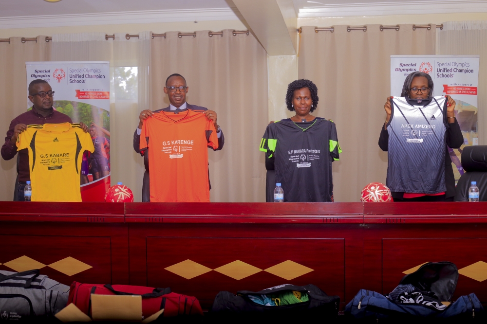 The Special Olympics Committee last week donated school kits worth Rwf 117 million to over 70 schools in the Eastern Province. / Courtesy