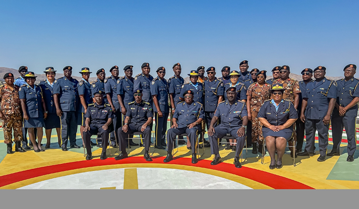 IGP Munyunza (sitted from left) and the Namibian police top brass among other top officers.