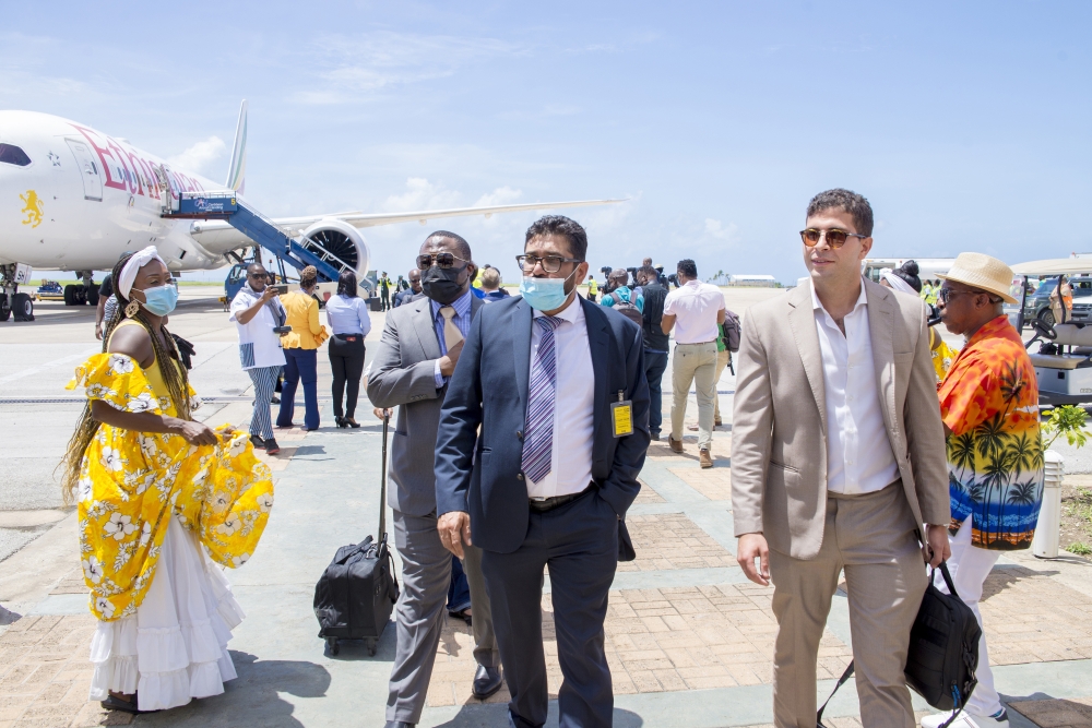 Delegates arrive in Barbados for the 2022 AfriCarribean Trade and Investment Forum on September 1.Courtesy