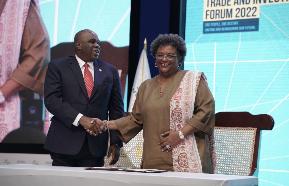 A partnership agreement was signed between Afreximbank and Caribbean countries that include the Government of Barbados and the Organization of Eastern Caribbean States (OECS). / Courtesy