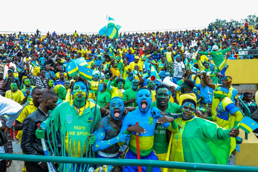 Amavubi supporters in a group photo before the second leg match between Rwanda and Ethiopia at Huye Stadium on Saturday ,September 3. All Photos by Dan Nsengiyumva