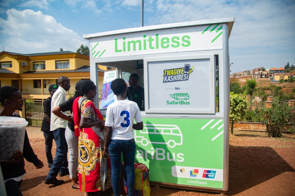Commuters put money on the card.The dual interface SafariBus card can be used to pay for transport fare for bus, taxi-moto and cab rides in Kigali. Craish Bahizi