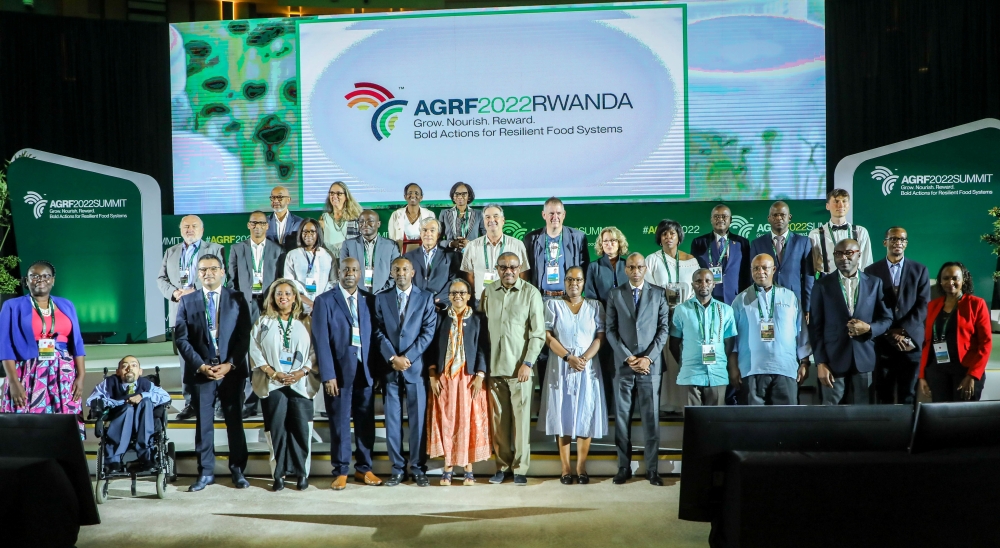 Officials and delegates pose for a photo at the  12th Africa Green Revolution Forum in Kigali . Dan Nsengiyumva