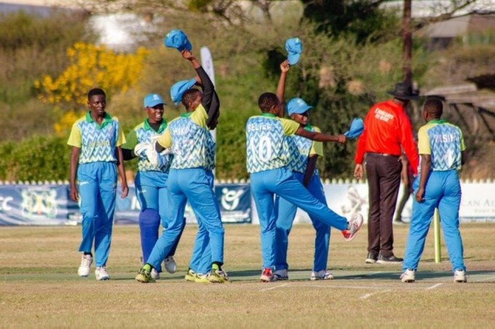 The national U-19 women cricket players celebrate after defeating Tanzania by 6 wickets to win the ICC U19 Women’s T20 World Cup Africa qualifier
and book a ticket to the 2023 World Cup on Monday. Photo: Courtesy.