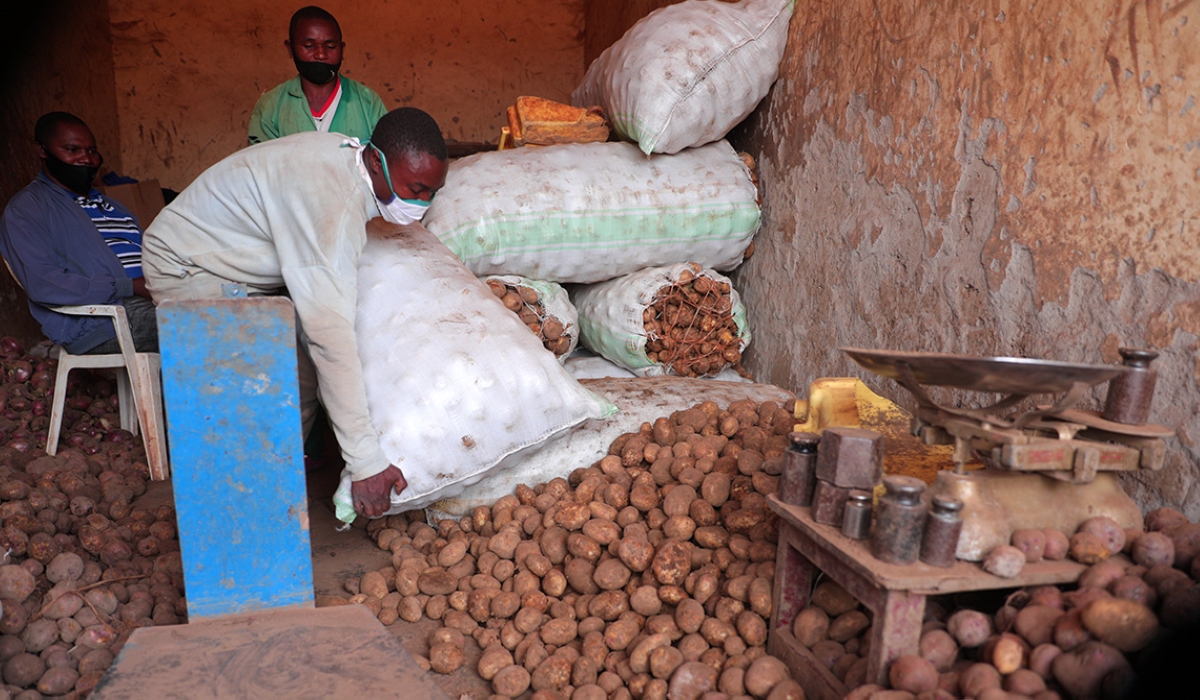 One of potato shops in Nyabisindu, Kigali. Consumers found that the average price per kilogramme for potatoes has increased from Rwf300 to over Rwf500. / Photo by Sam Ngendahimana