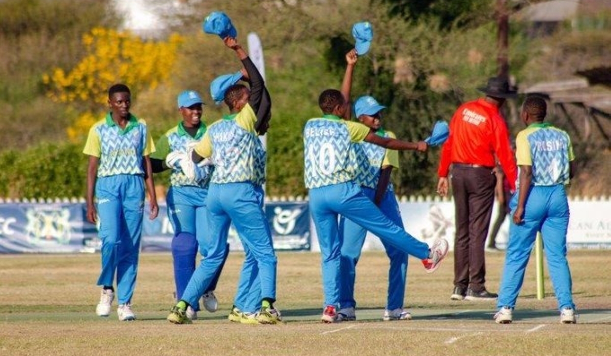 The national U-19 women cricket players celebrate after defeating Tanzania by 6 wickets to win the ICC U19 Women’s T20 World Cup Africa qualifier
and book a ticket to the 2023 World Cup on Monday. Photo: Courtesy.