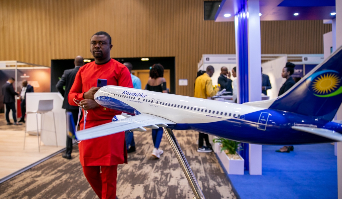 A delegate during a tour of the exhibition at the 6th Aviation Africa Summit and Exhibition that kicked off  in Kigali on Monday, September 12. Photos by Olivier Mugwiza