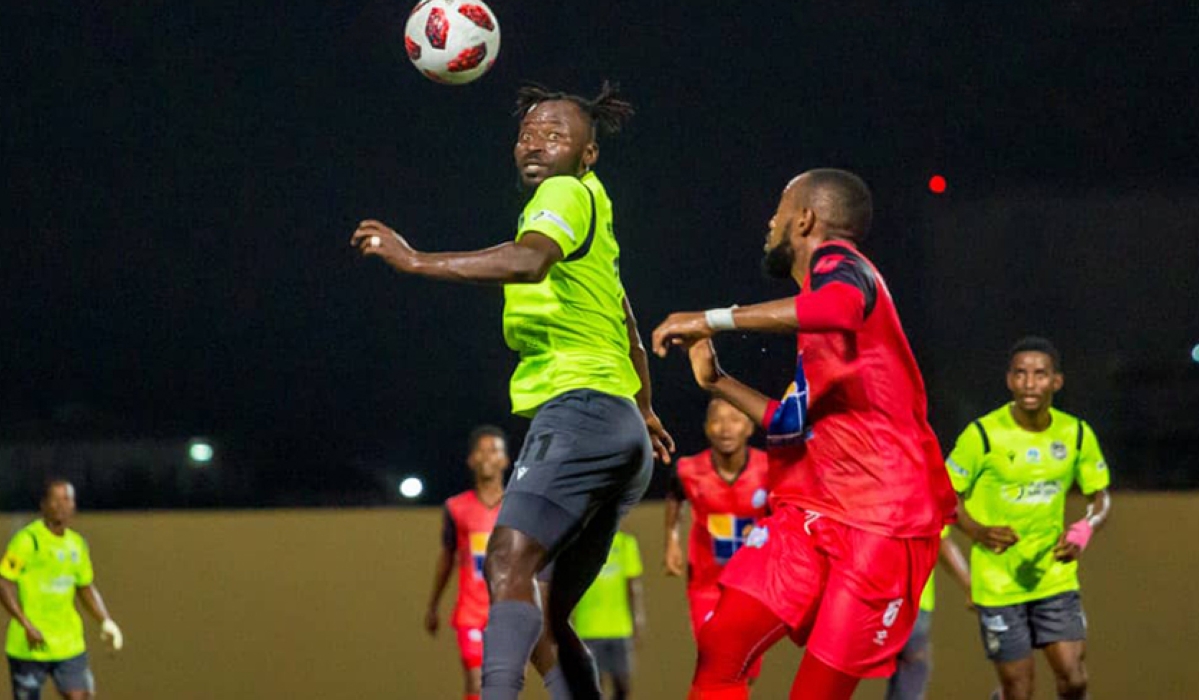 AS Kigali striker Shaban Husein Shabalala tries a header during a goalless draw in Djibouti last week. Photo: Courtesy.