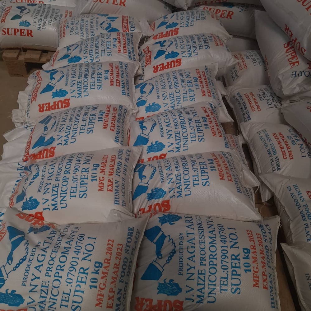 Some of the maize flour produced by Nyagatare maize processing plant . Courtesy photos.