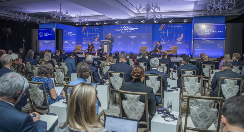  Charles Michel, President of the European Council delivers remarks at  the Global Food Security Summit on September 20. Village Urugwiro
