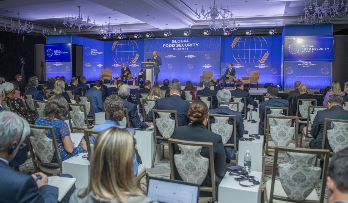  Charles Michel, President of the European Council delivers remarks at  the Global Food Security Summit on September 20. Village Urugwiro