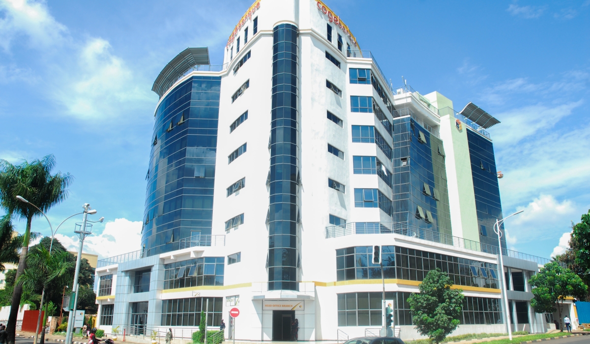 Cogebanque headquarters in Kigali. The prosecution arraigned two top officials in Cogebanque, who are being charged with misusing property in public interest and favouritism in discharging their duties. Craish Bahizi
