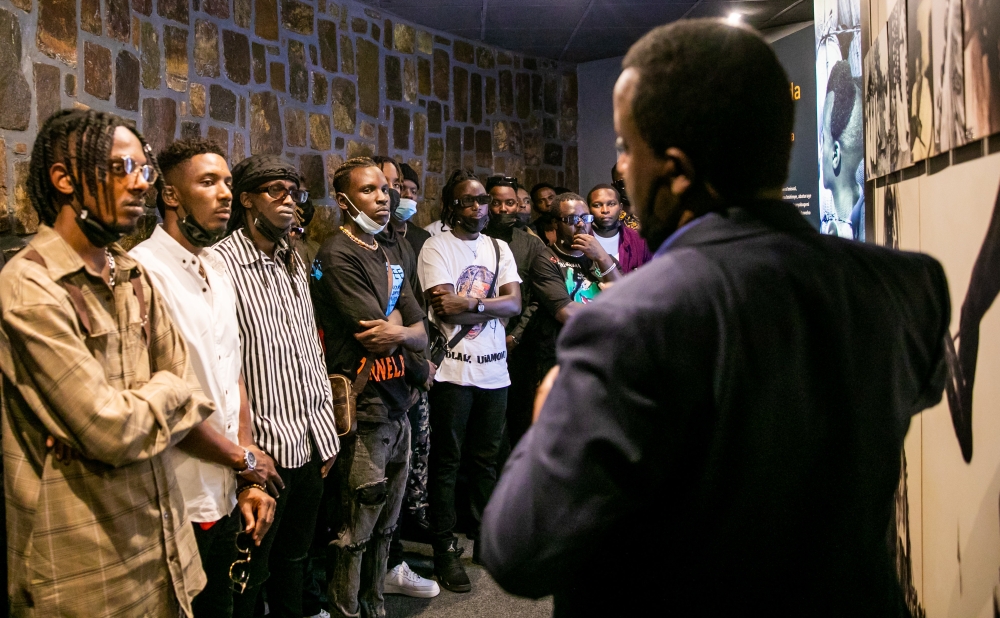 Local artistes during a visit to Kigali Genocide Memorial in 2022 to learn more about the 1994 Genocide against the Tutsi. Photo/Olivier Mugwiza