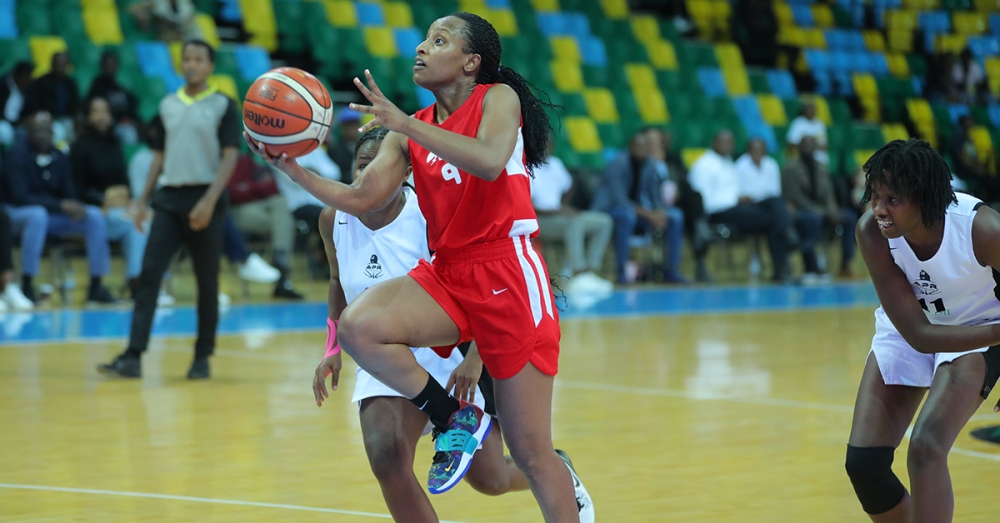 REG&#039;s point guard Sandra Kantore with the ball tries to make points during the final match of the play-offs at BK Arena. Rwanda Energy Group and APR women basketball clubs will present Rwanda in the upcoming Africa Zone Five Club Championship slated for September 26 to October 1 in Tanzania.
