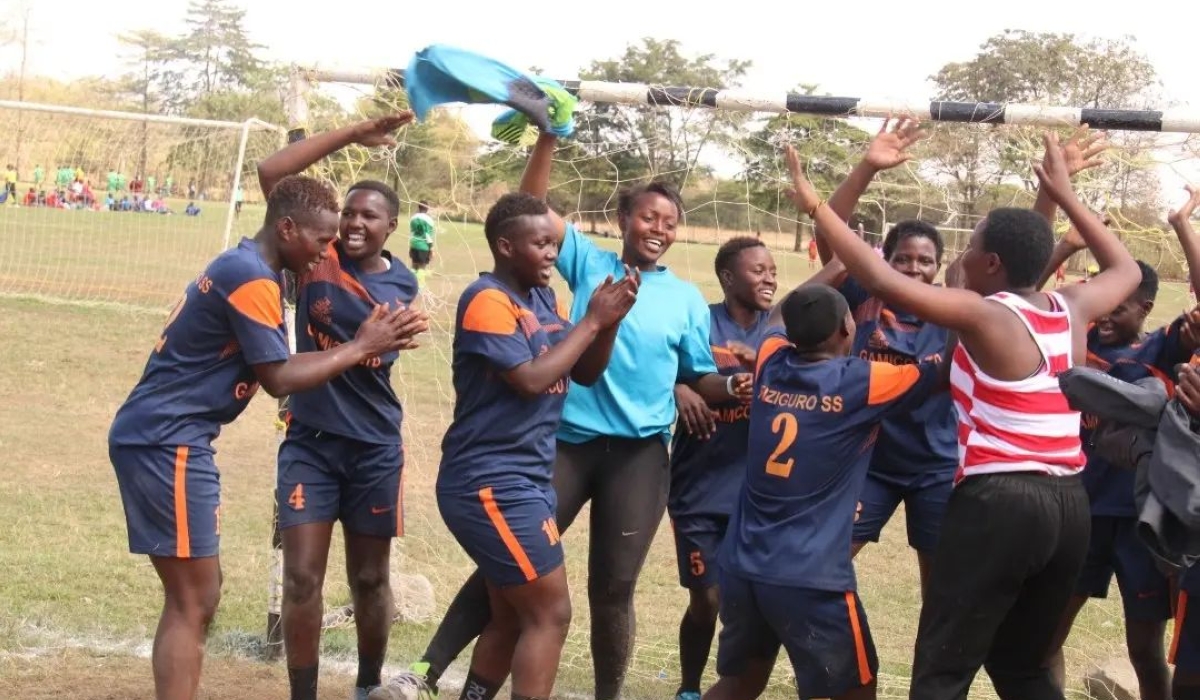 Kizuguro S.S. players celebrate after beating Uganda Kawanda 19-15 in the final to lift the girls&#039; handball titla at the 2022 FEASSSA Games in Arusha, Tanzania, on Thursday, September 22.