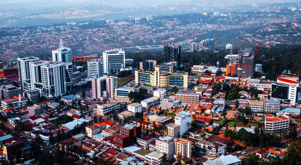 Aerial view of Kigali Business District in Nyarugende District. According to the new report, Rwanda is predicted to register strong private wealth growth in 10 years. / File