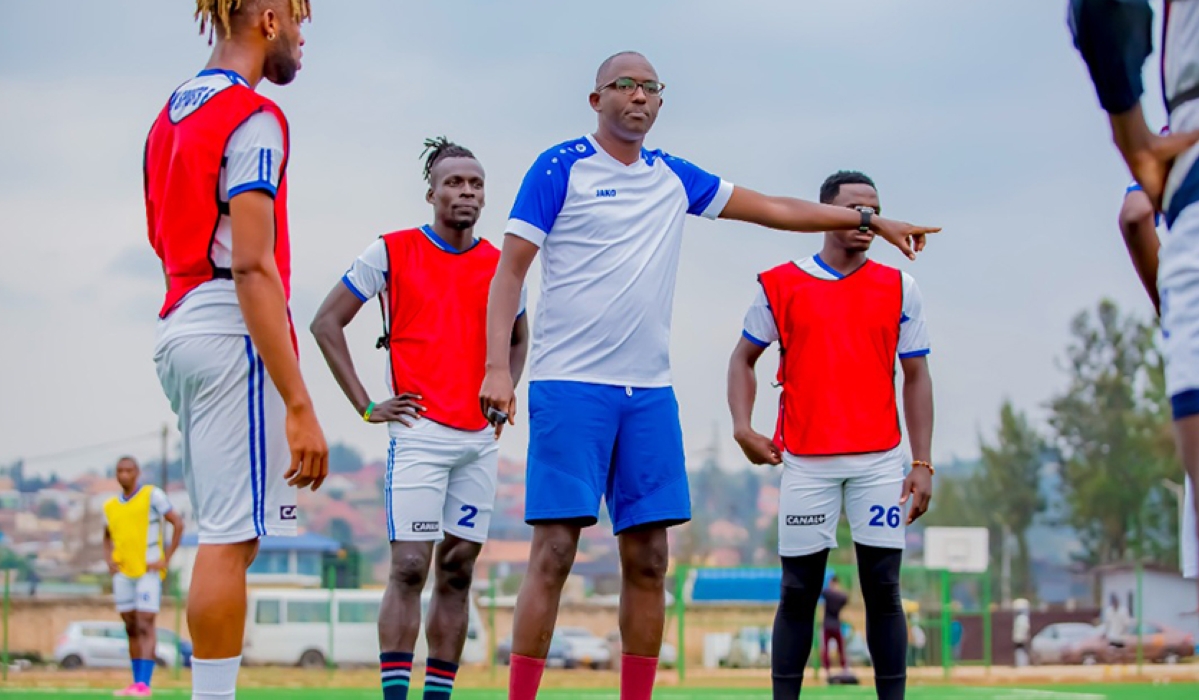 Rayon Sports head coach Francis Haringingo during a training session at Nzove grounds. Rayon Sports will face Marines FC on match-day 4 in the national football league on Saturday. Photo: Courtesy.