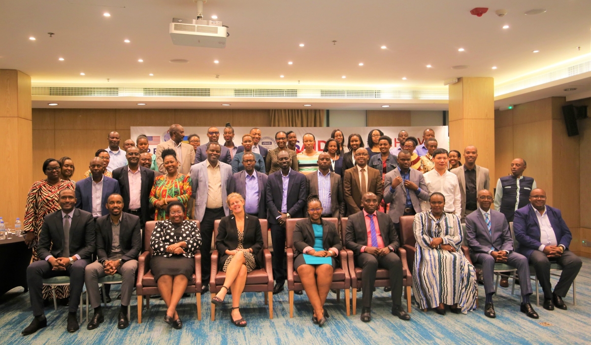 Delegates pose for a group photo during the project’s learning and experience sharing event in Kigali on September 28. Photos: Craish Bahizi.