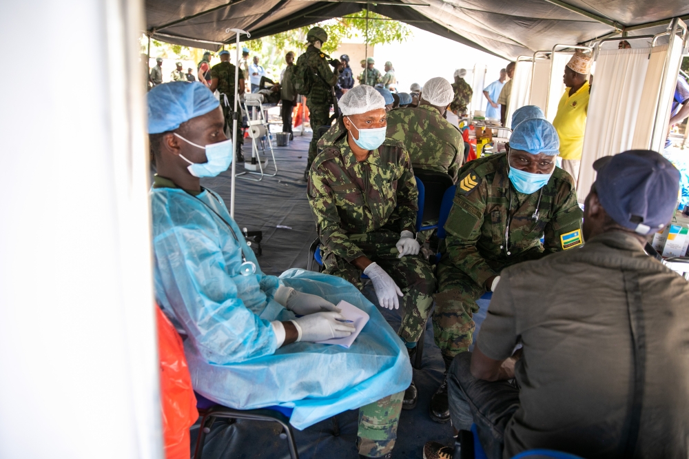 Rwandan security forces&#039; medical corps and their Mozambican counterparts treated a total 1,689 patients during a joint medical outreach programme they conducted in Quionga, in Palma District, Friday, September 30. All photos by Olivier Mugwiza
