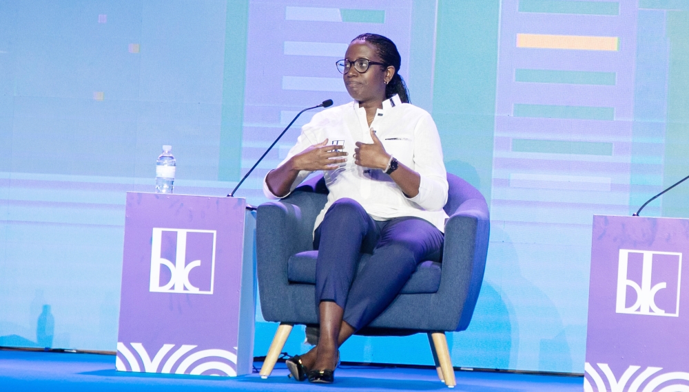 Bank of Kigali CEO Diane Karusisi speaks at the event to celebrate  BK Digital Day in Kigali on September 30. Karusisi also unveiled that BK is digitising loan services to make it easy for its customers