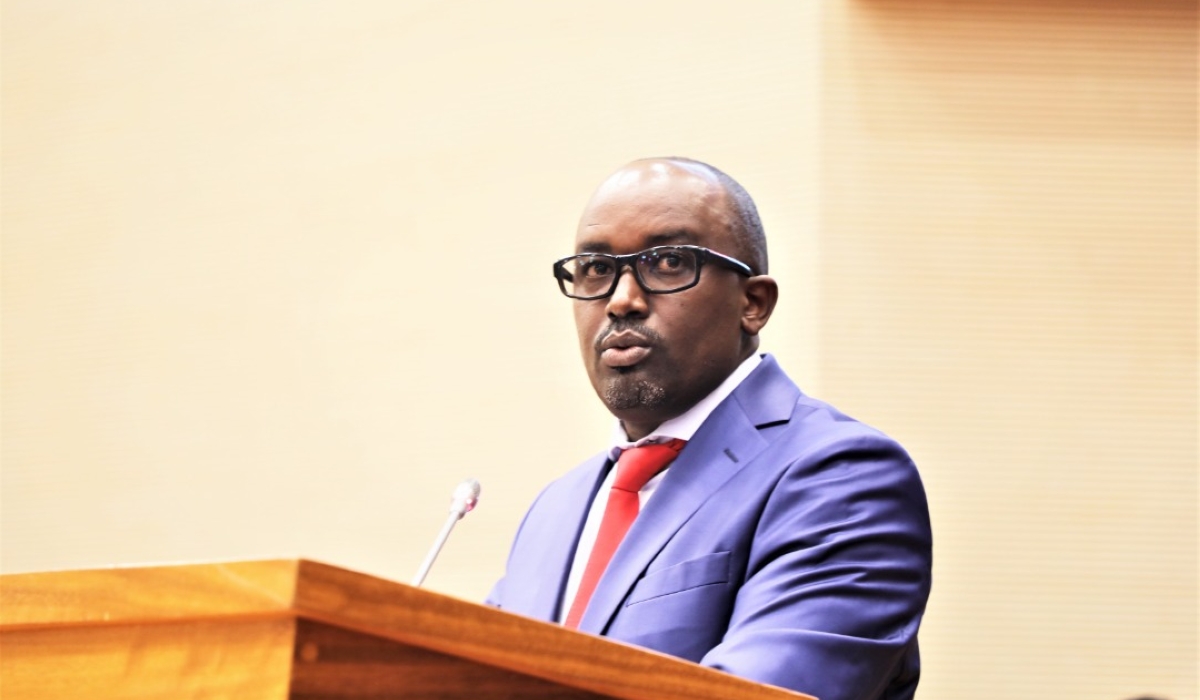 The Auditor General Alexis Kamuhire presenting to the parliament the annual audit report.  Courtesy