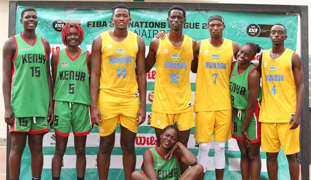 National team players pose for a photo with Kenya women’s team . Rwanda has been placed in Group A of with Egypt during the FIBA 3x3 U-17
Africa Cup that will run from December 3-4 in Cairo, Egypt. Photo: Courtesy.