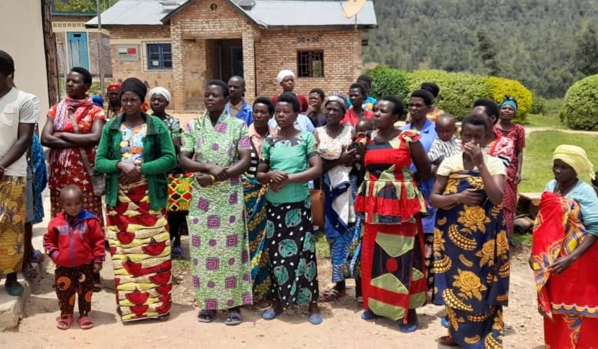 Women whose kids benefit from ECDs services to fight stunting and malnutrition, during a briefing session on how to take care of children aged to three to six years in Nyamagabe District. All photos: Courtesy.