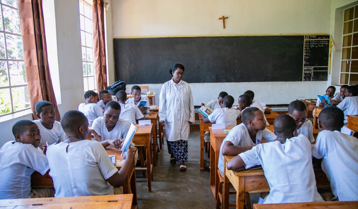 A teacher during a class at Institut Sainte Famille de Nyamasheke. File
