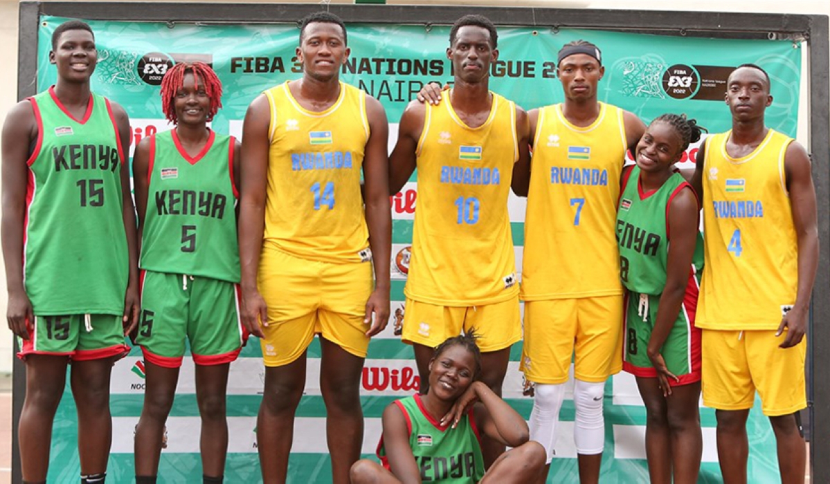 National team players pose for a photo with Kenya women’s team . Rwanda has been placed in Group A of with Egypt during the FIBA 3x3 U-17
Africa Cup that will run from December 3-4 in Cairo, Egypt. Photo: Courtesy.