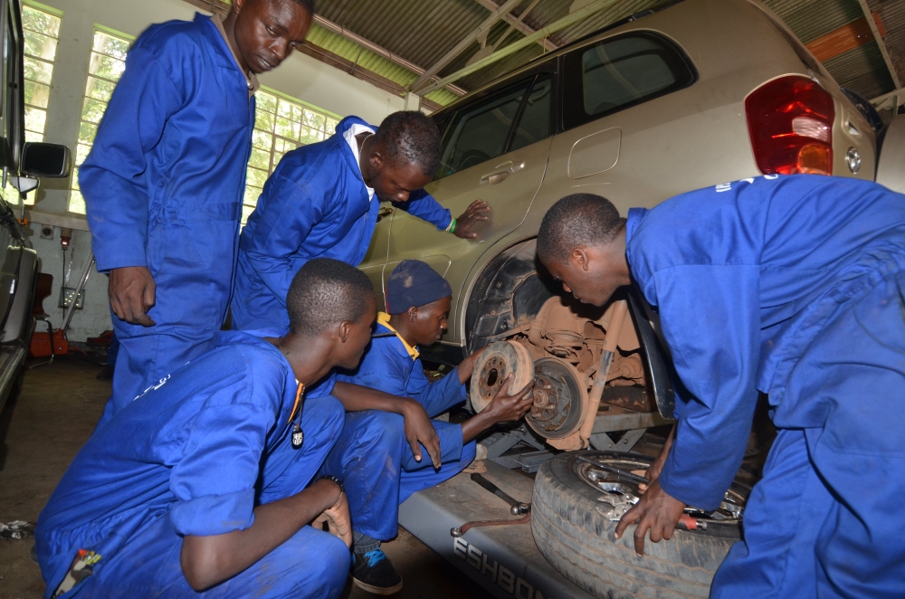 Students during mechanical exercise at IPRC Kicukiro.At least 45 per cent of all O-level outstanding performers have been placed into TVET schools .Sam Ngenda