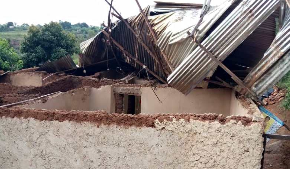 One of houses that were damaged by a strong wind in Gasabo District on Wednesday, October 5. The report on disasters shows that at least 150 people have lost their lives due to disasters while 301 were injured. / Courtesy