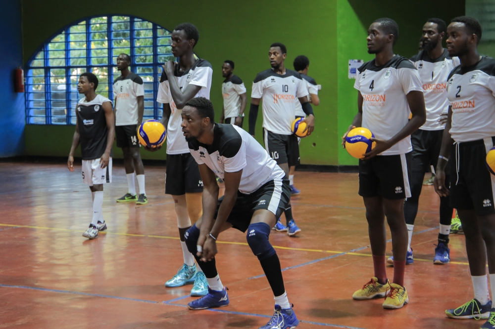 APR men volleyball club during a training session. The army side&#039;s men and women volleyball clubs will take part in the Nyerere volleyball tournament slated for October 10 to 14 in Arusha, Tanzania. / Courtesy