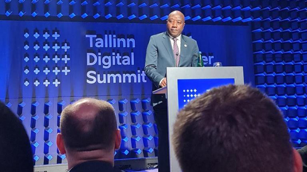 Prime Minister Edouard Ngirente delivers remarks at this year’s Tallinn Digital Summit in Estonia on Monday, October 10. / Courtesy