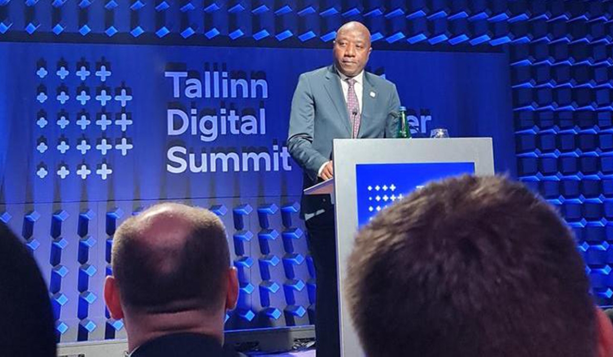 Prime Minister Edouard Ngirente delivers remarks at this year’s Tallinn Digital Summit in Estonia on Monday, October 10. / Courtesy