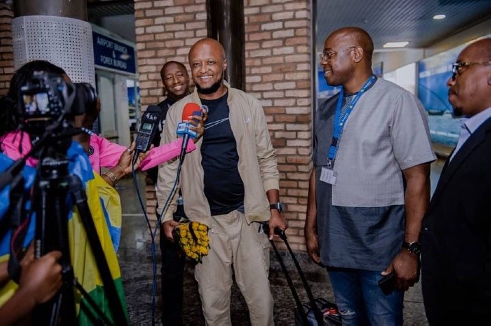 Rwandan football legend Jimmy Gatete arrives at Kigali International Airport on October 11. / Courtesy