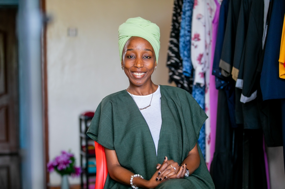 Nadine Kanyana, the founder and owner of Kanyana World fashion brand during the interview. Kanyana  created affordable ready-to-wear and made-to-measure fashion for young people. / Photos: Olivier Mugwiza