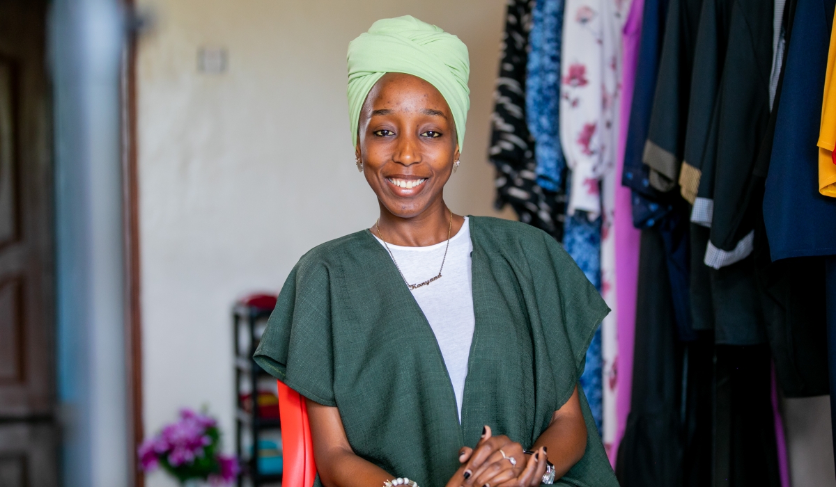 Nadine Kanyana, the founder and owner of Kanyana World fashion brand during the interview. Kanyana  created affordable ready-to-wear and made-to-measure fashion for young people. / Photos: Olivier Mugwiza