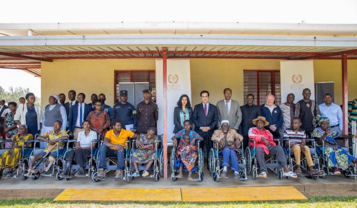 Some of the people with disabilities who benefit from a donation of 200 wheelchairs from the United Arabs Emirates embassy in Rwanda, during the handover  on October 13. Courtesy
