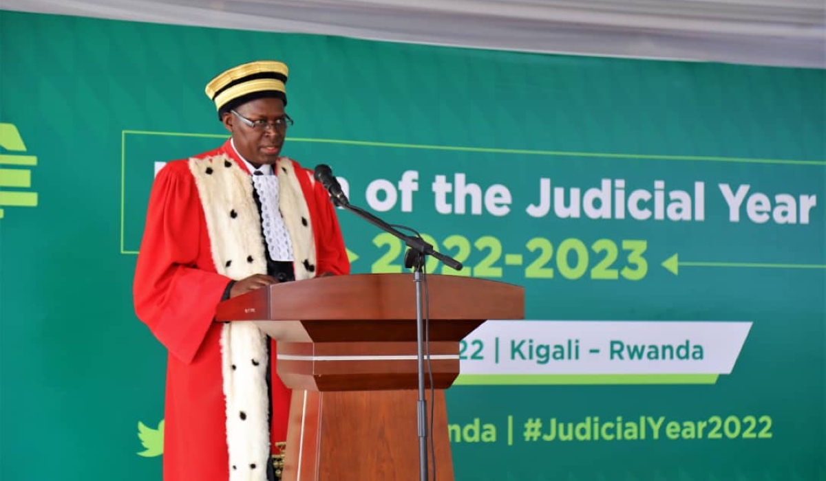 Chief Justice Faustin Ntezilyayo delivers remarks during the launch of the Judicial year 2022-2022 on Friday, October 14. Courtesy