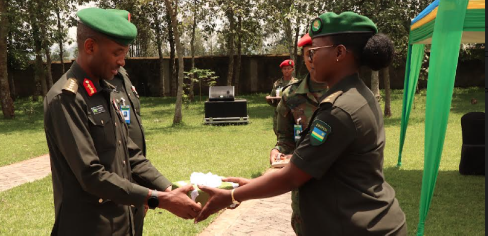 RDF Army Chief of Staff, Lt Gen Mubarakh Muganga during the graduation ceremony at the Rwanda Defence Force Command and Staff College in Nyakinama, Musanze District on Friday, October 14. Courtesy