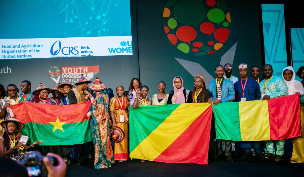 Delegates from different African countries pose for a photo at the closing of the fifth edition of Youth Connekt Summit  in Kigali on Saturday, October 15. / Photo by Olivier Mugwiza